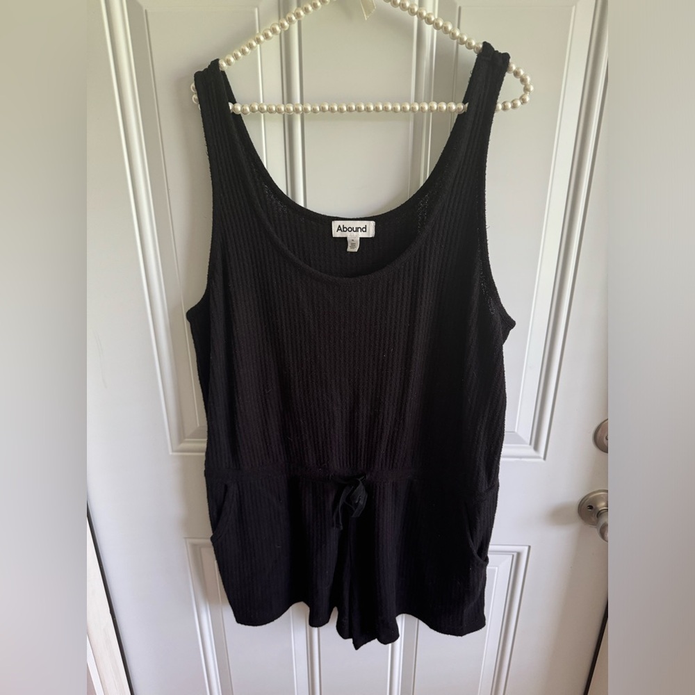 Abound Textured Black Waffle Knit Romper